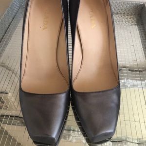 PRADA Gunmetal Grey Diamond Heels Size 40